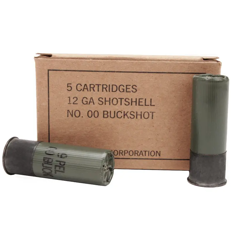 12-Gauge Military-Grade #00 Buckshot Shells – 2.75", 9 Pellets, Pack Of 5 1