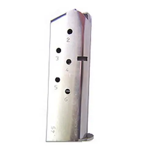 1911 6-Round Standard Magazine – Nickel Finish 1