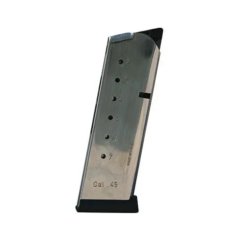 1911 Officer-Style .45 Acp Magazine – 7-Round High-Capacity, Nickel-Plated 1