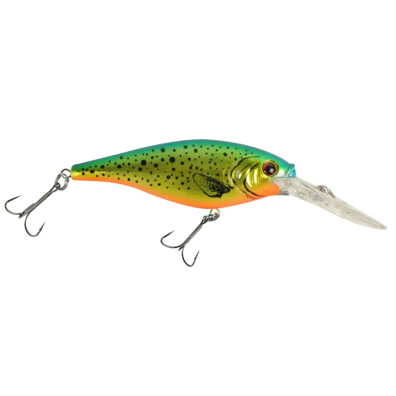2" Flicker Shad Hard Fishing Lure – Speckled Gold Shiner Finish, 9–11' Dive Depth, Dual Hooks 1