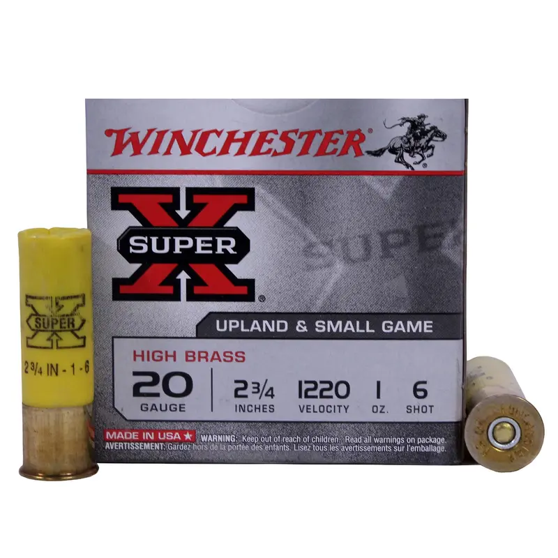 20 Gauge Super X High-Brass Game Load – 2¾", 1 Oz #6 Lead Shot, 25-Round Box 1
