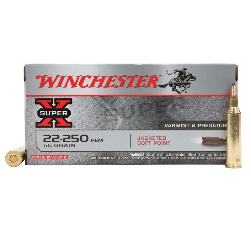 22-250 Remington Super-X Ammunition – 55 Grain Pointed Soft Point, Box Of 20 1