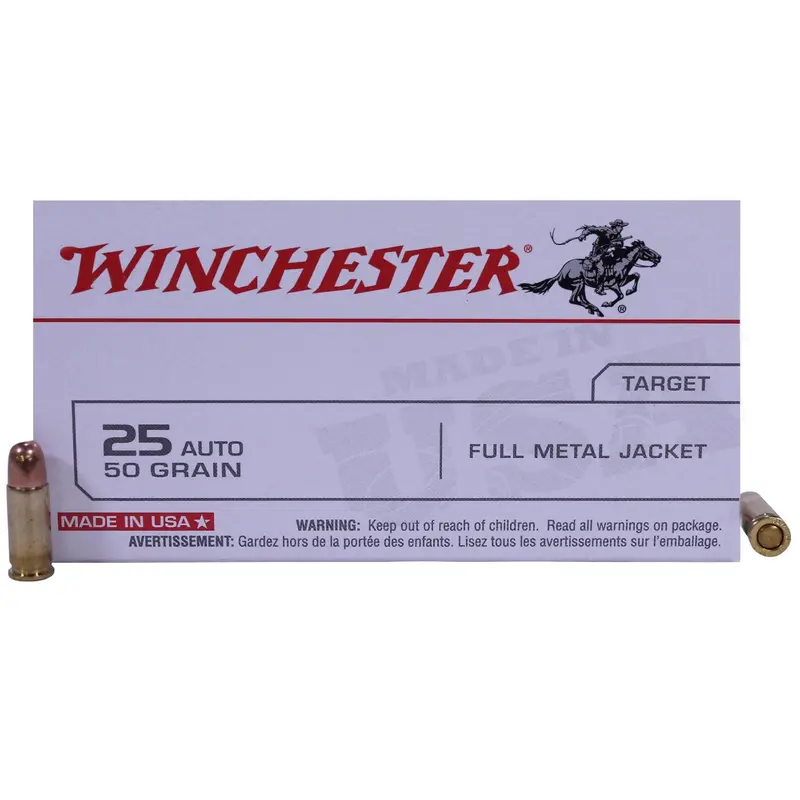.25 Acp Ammo – 50-Grain Full Metal Jacket, Made In Usa, Box Of 50 1