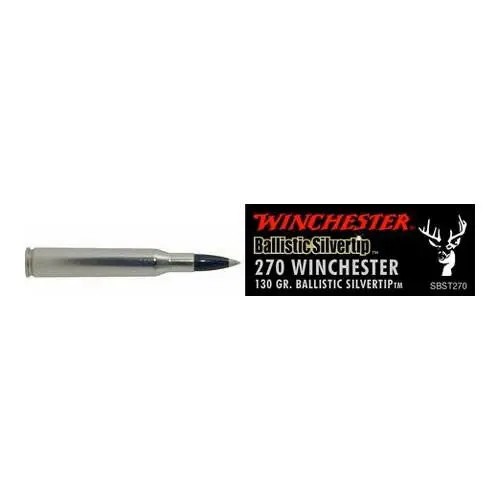 .270 Winchester Supreme Ammo – 130-Grain Ballistic Silvertip, 20-Round Box 1