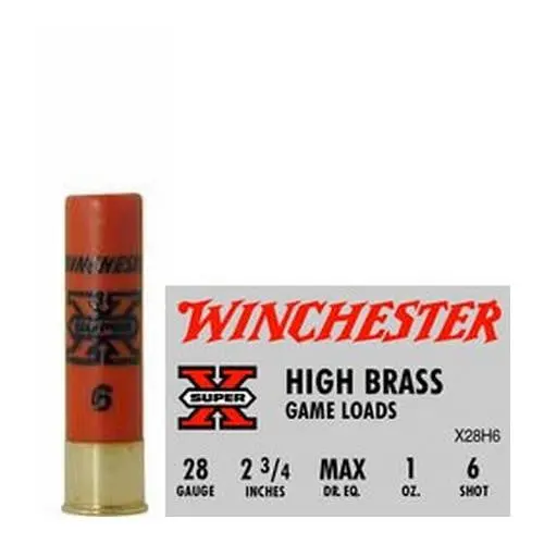 .28 Gauge Super-X High-Brass Game Load – 2¾", 1 Oz #6 Lead Shot, 25-Round Box 1