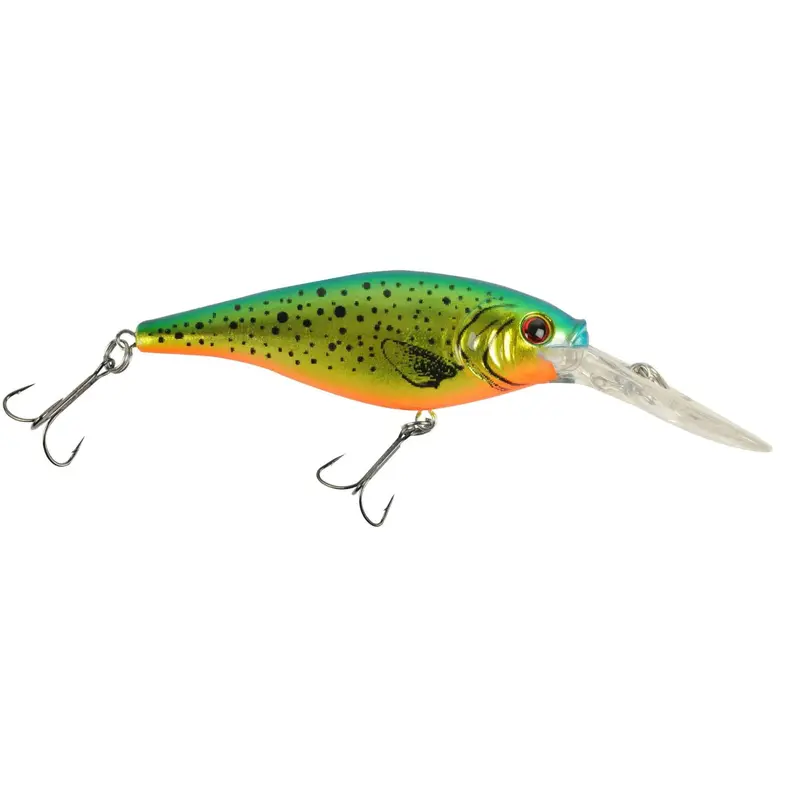 2¾" Flicker Shad Hard Fishing Lure – Speckled Gold Shiner Finish, 11–13' Dive Depth, Dual Hooks 1
