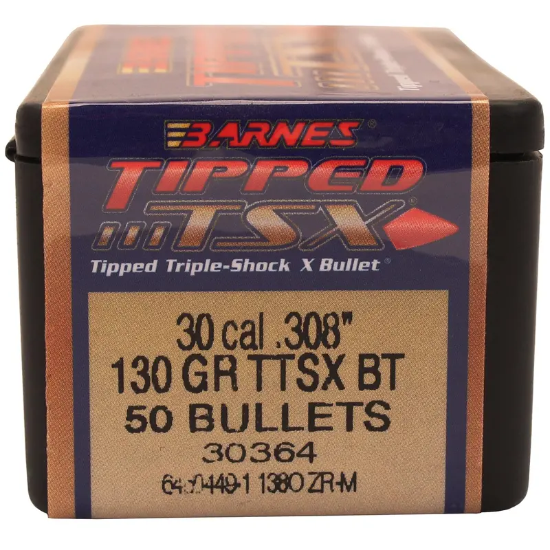 30 Caliber Tipped Triple-Shock X Bullets – 130-Grain Spitzer Boat Tail Lead-Free (50-Pack) 1