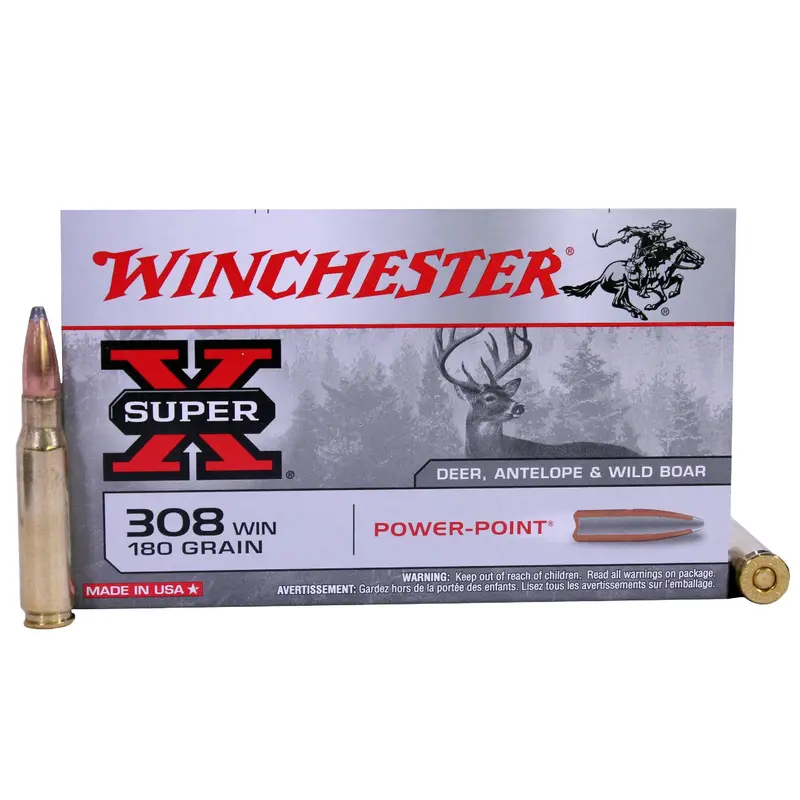 .308 Winchester Ammo – 180-Grain Remington Super-X Power-Point, Box Of 20 1