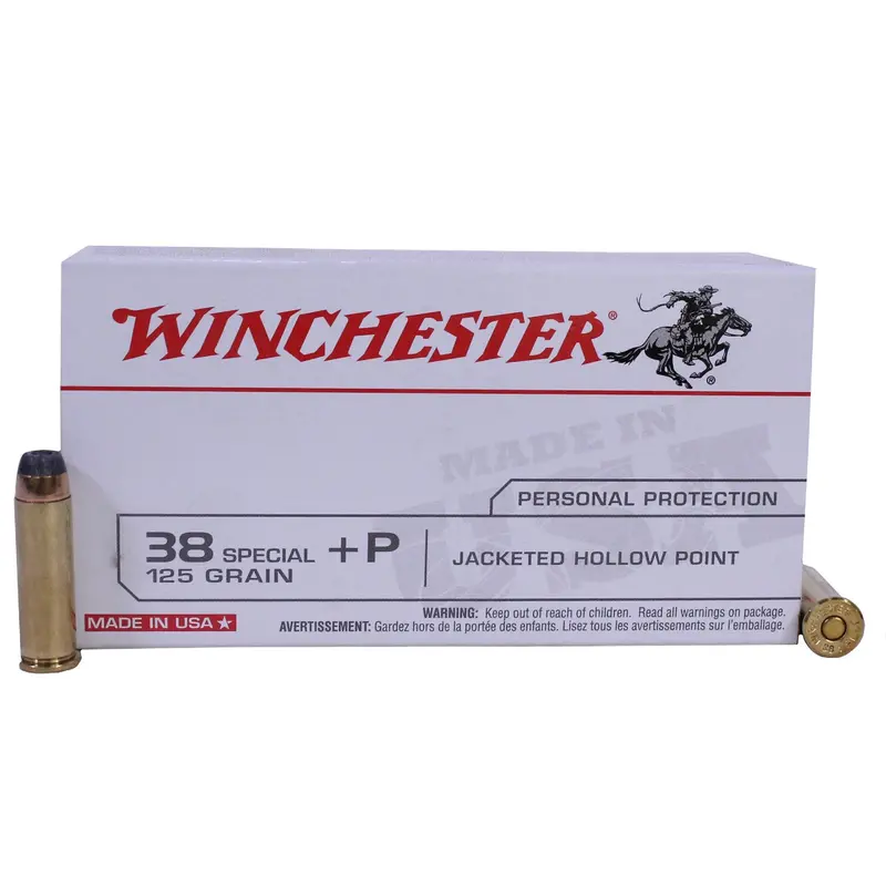 .38 Special +P Ammunition – 125-Grain Jacketed Hollow Point, Made In Usa, Pack Of 50 1