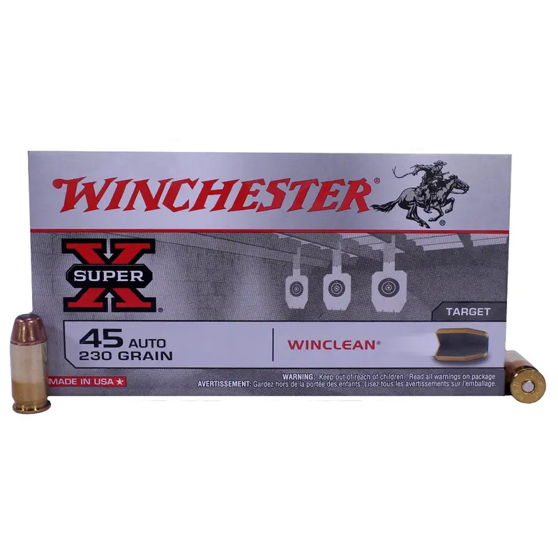 .45 Auto Winclean Ammo – 230-Grain Brass-Enclosed Base, 50-Round Box 1
