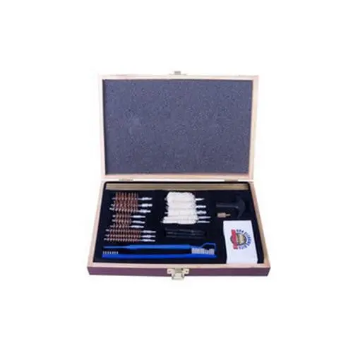 All-In-One .22 Caliber And Larger Firearm Cleaning Kit With Hardwood Storage Case 1