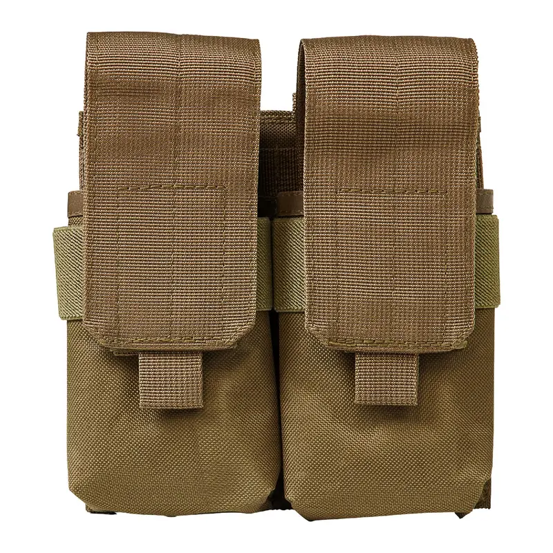 Ar-15 And Ak Quad Magazine Pouch – Modular Tactical Carrier, Tan Nylon Construction 1