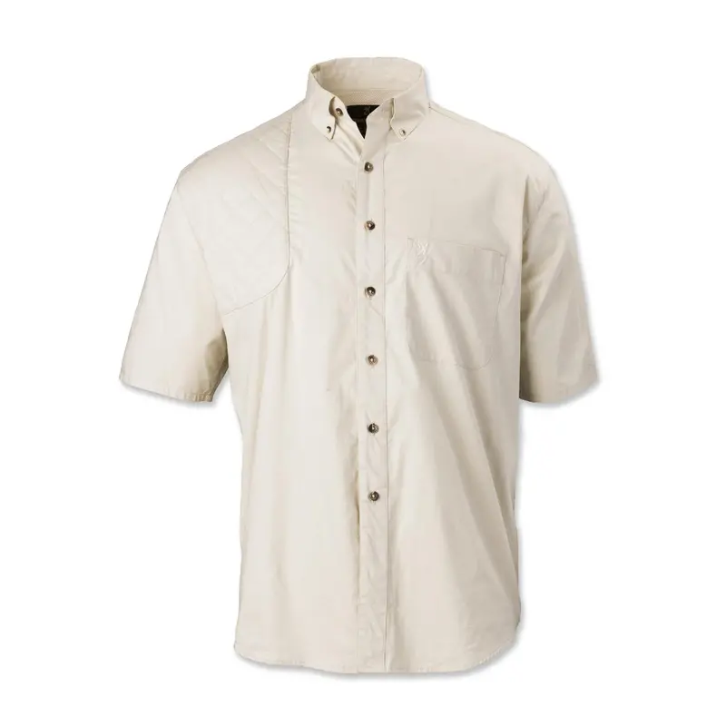 Badger Creek Short-Sleeve Woven Shooting Shirt In Sand Tone – Size Small 1