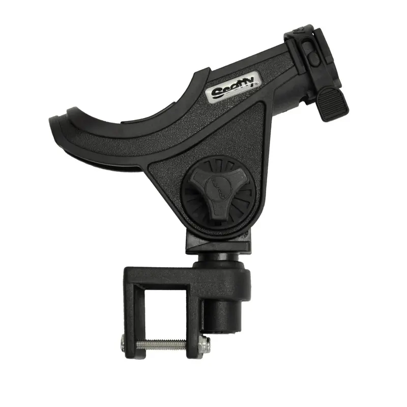 Baitcaster & Spinning Rod Holder – Features Square Rail Mount #241, Black Finish 1