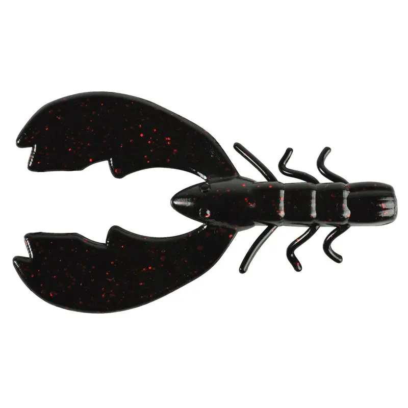 Berkley Powerbait Chigger Craw Soft Plastic Bait – 3-Inch Black With Red Fleck (Pack Of 10) 1