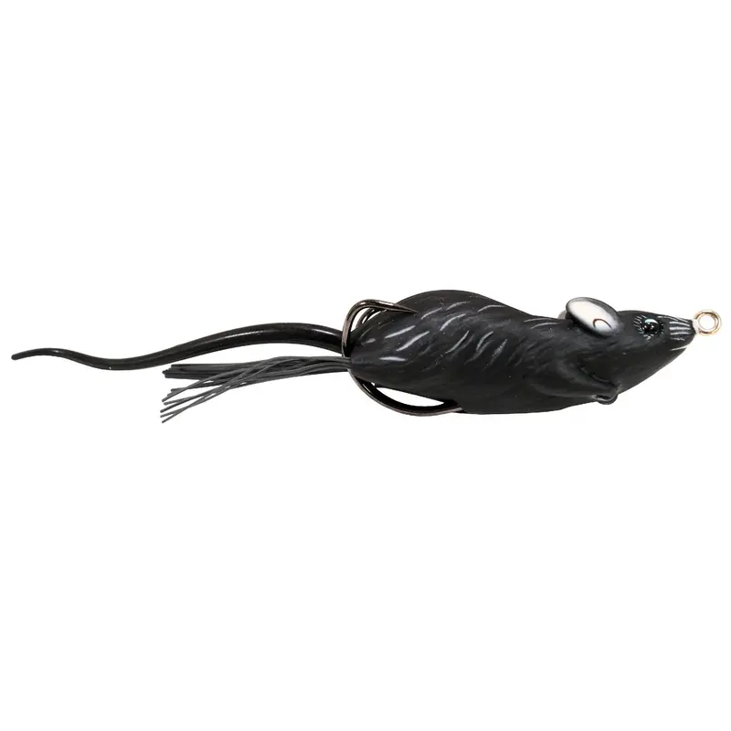 Black-Black Field Mouse Hollow Body Topwater Lure – 3.5-Inch Freshwater Soft Plastic With 4/0 Hook 1
