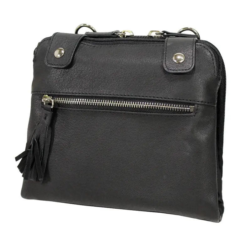 Black Cross-Body Organizer Bag With Multi-Compartment Layout 1
