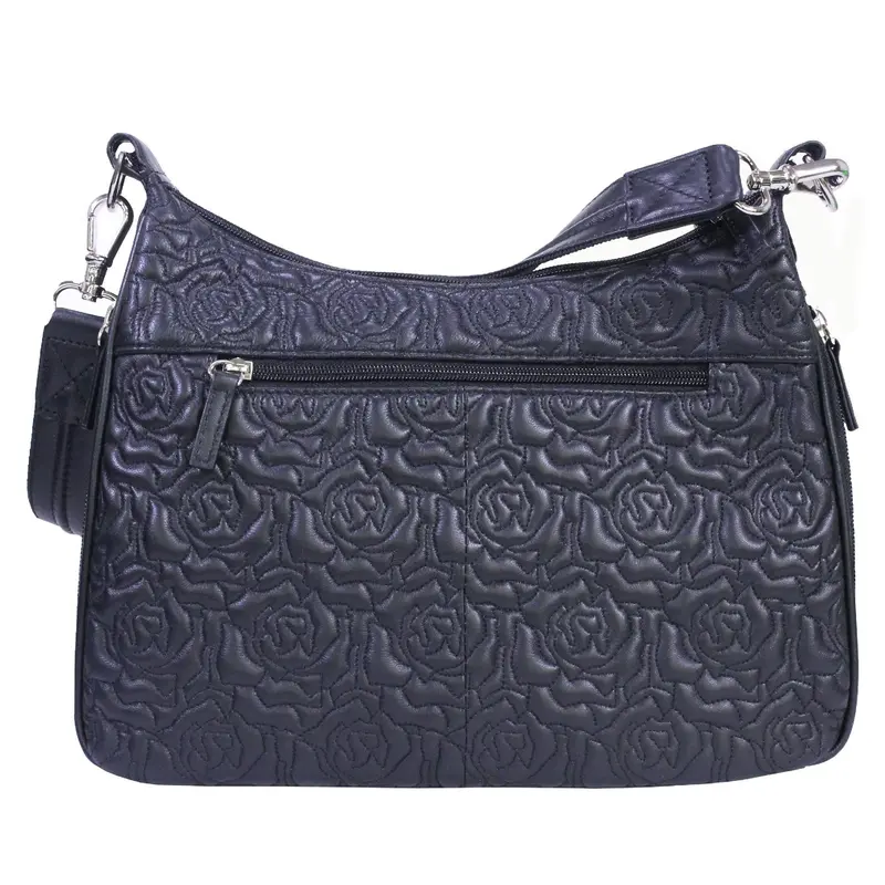 Black Embroidered Lambskin Hobo Bag 1
