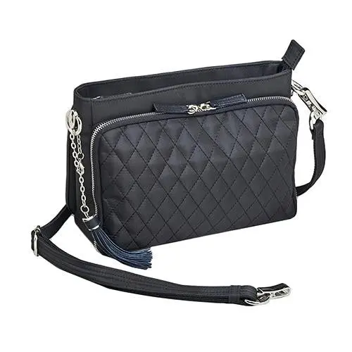 Black Quilted Microfiber Shoulder Clutch Bag 1