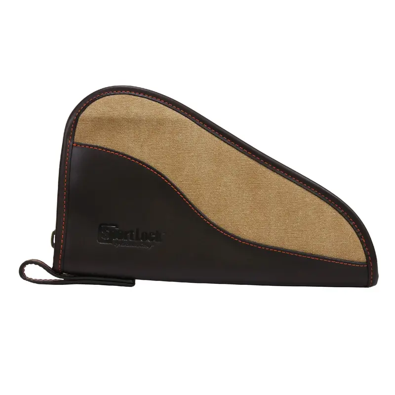 Brown Leather-And-Tan Canvas Handgun Case – 10-Inch 1