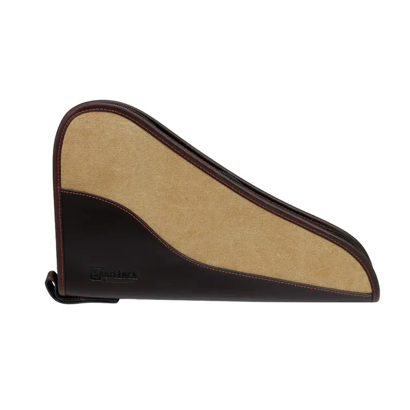 Brown Leather-And-Tan Canvas Handgun Case – 13-Inch 1