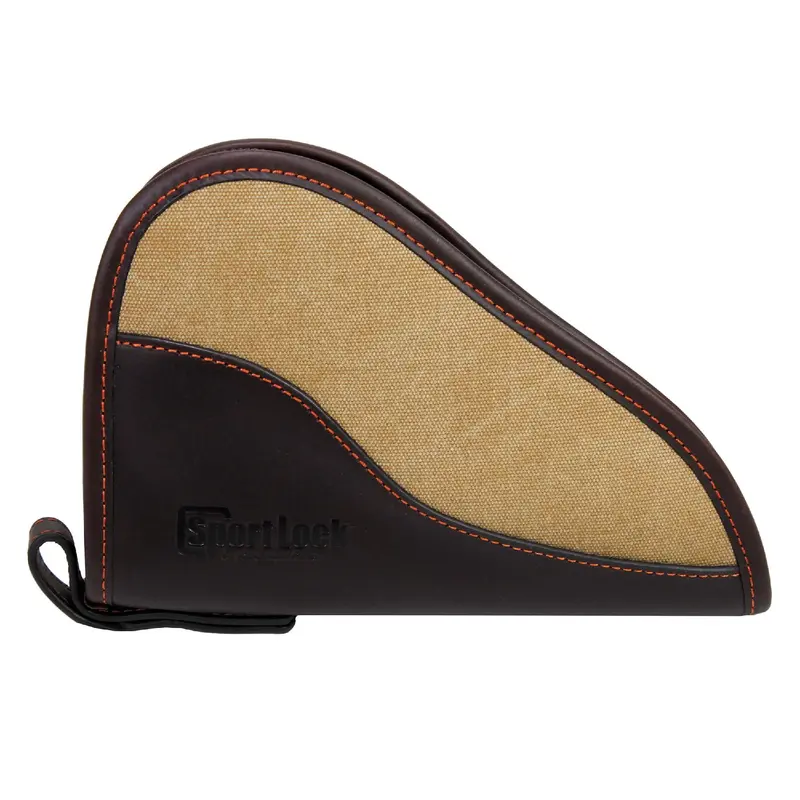 Brown Leather-And-Tan Canvas Handgun Case – 8-Inch 1