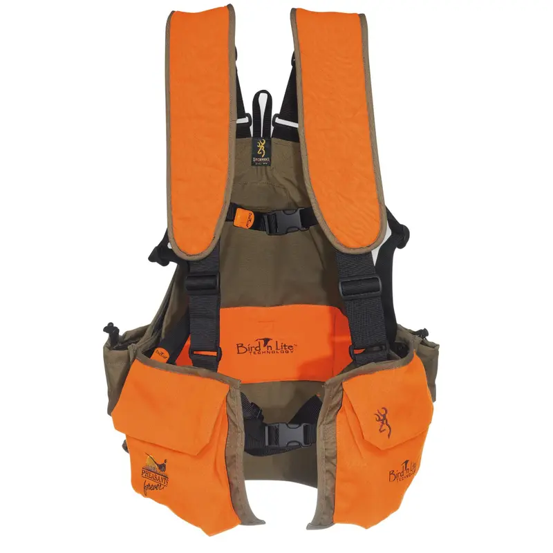 Browning Bird’N Lite Strap Vest – Khaki-Blaze Camo, Medium-Large Fit, Pheasants Forever Edition 1