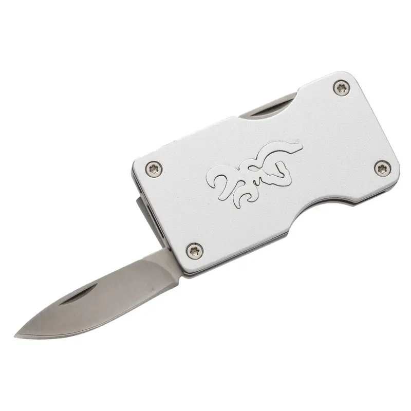 Buckmark Money Clip Knife – Sleek Silver Finish 1