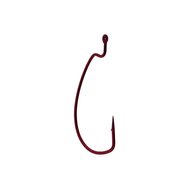 Bulk Pack Of Offset Shank Ewg Worm Hooks – Size 3/0, Red (Pack Of 25) 1