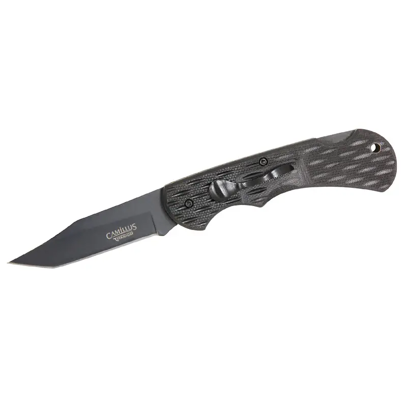 Camillus Lev-R-Lok 6.75-Inch Fixed Blade – Tan G10 Handle, Carbonitride Titanium Edge 1