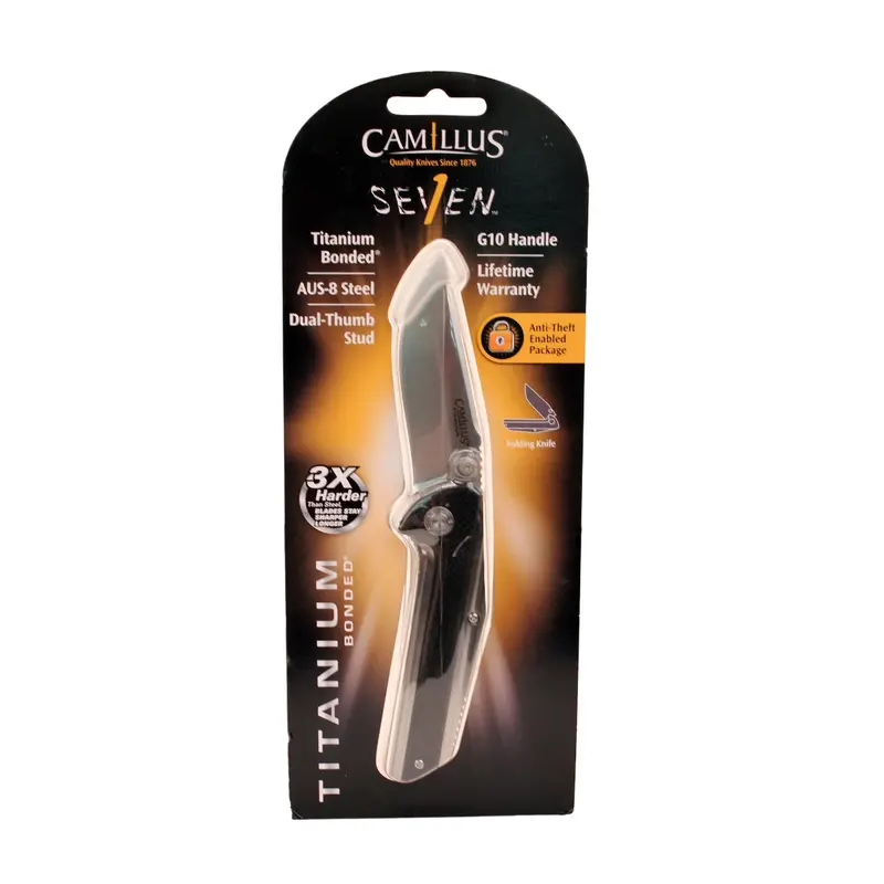 Camillus Sevens 7-Inch Fixed-Blade Knife With Titanium-Bonded Black Finish 1