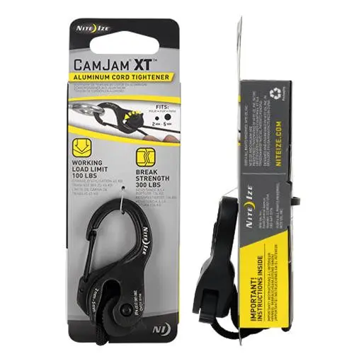 Camjam Xt Tie-Down System – Aluminum Body, Black Finish With Cord 1