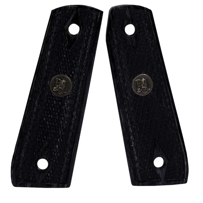 Charcoal Checkered Wood Laminate Grips For Ruger 22/45 1