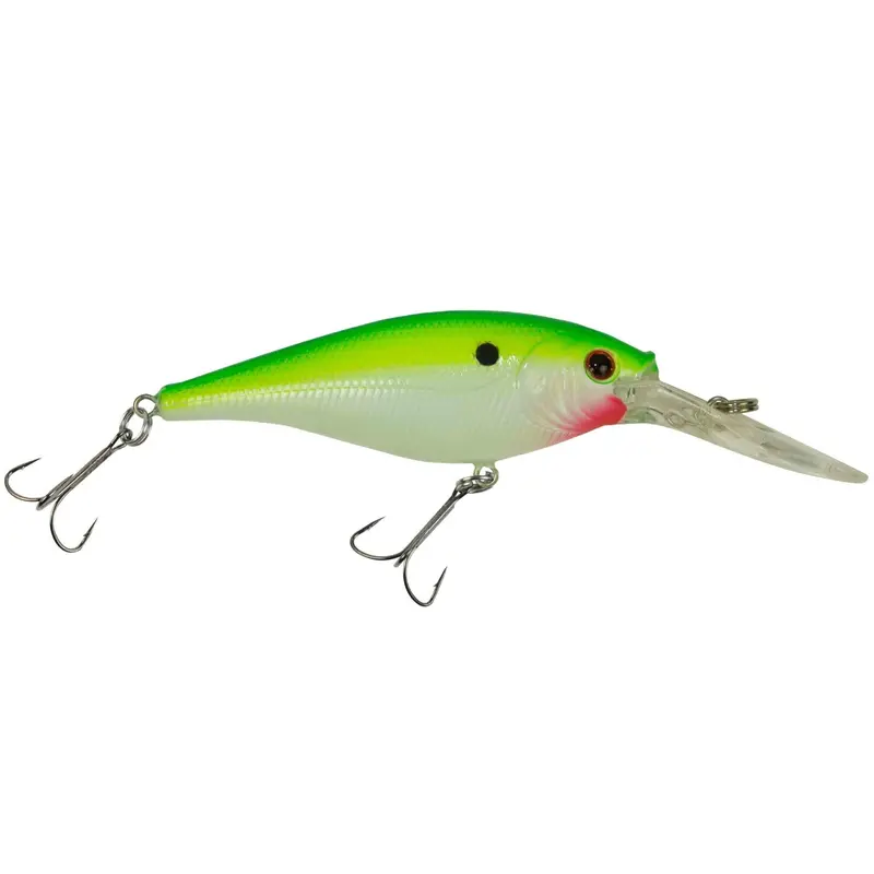 Chartreuse Pearl Flicker Shad Hard Bait – 3.5", 11–13 Ft Swim Depth, Dual Hooks 1