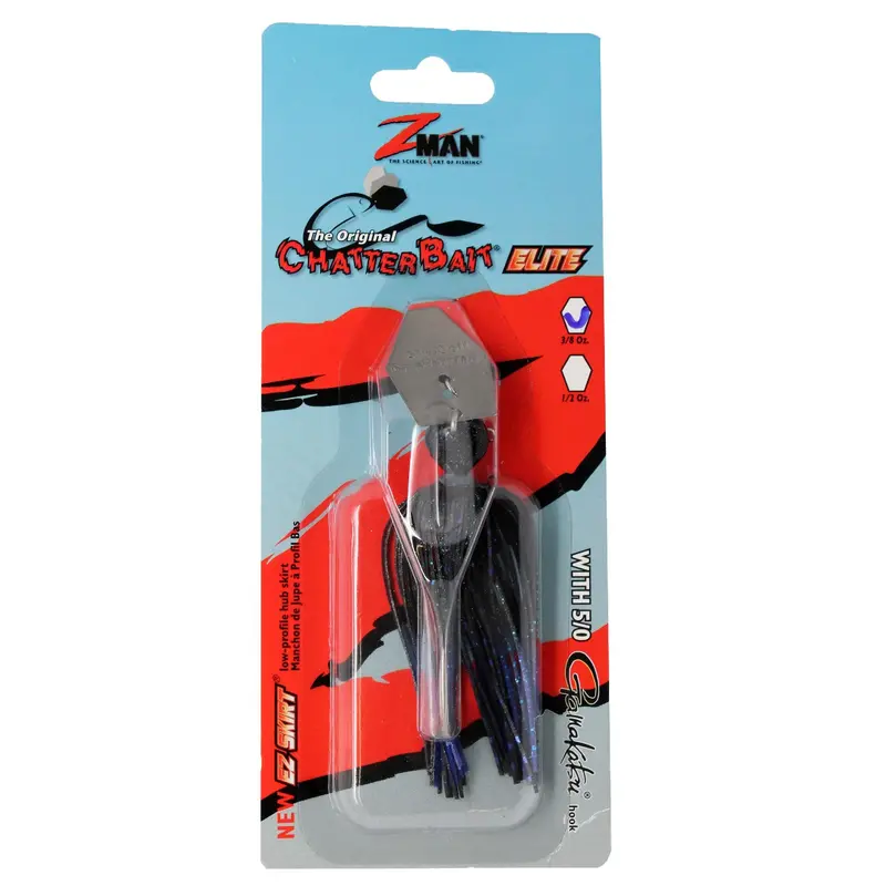 Chatterbait Elite Fishing Lure – 3/8 Oz, Equipped With 5/0 Gamakatsu Hook (Black-Blue Finish) 1