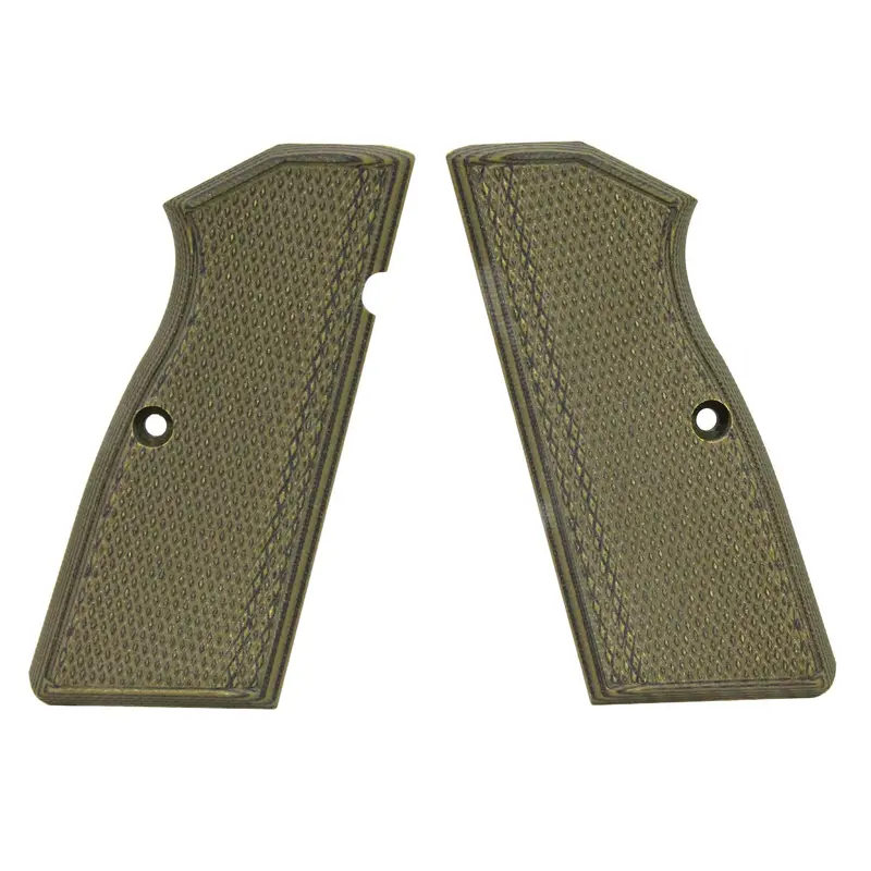 Checkered G-10 Tactical Grips For Browning Hi-Power – Green And Black 1