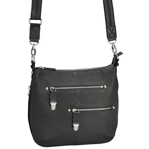 Chrome-Zippered Black Handbag – Sleek Modern Design 1