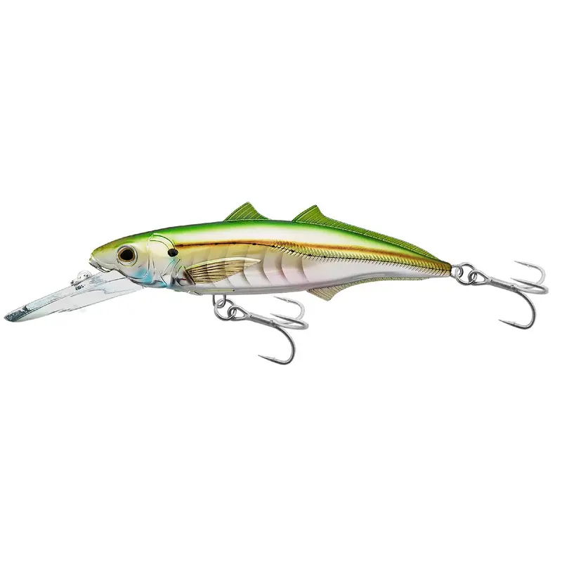 Cigar Minnow Jerkbait – Saltwater Use, 6", #2-0 Hook, 15–20 Ft Depth, Pearl-Green 1