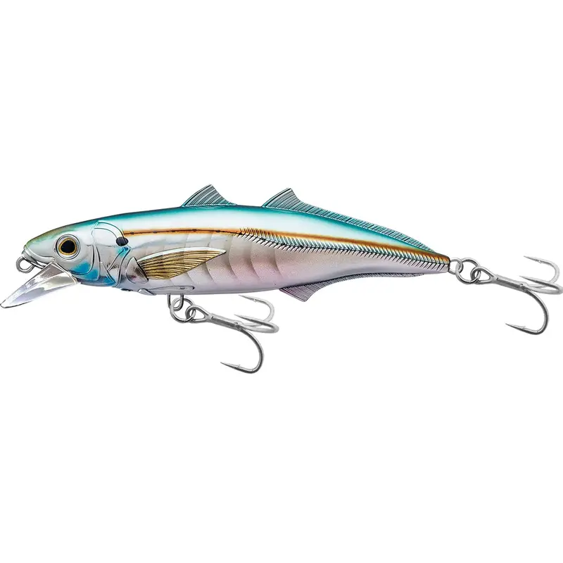 Cigar Minow Jerkbait – Saltwater Fishing Lure, 4.5", #1-0 Hook, 2–4 Ft Depth, Pearl-Aqua Finish 1