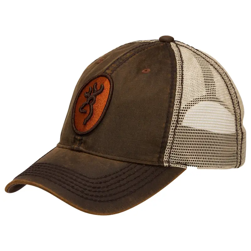 Cody Mesh Trucker Cap – Brown And Orange Camo Accent Design 1