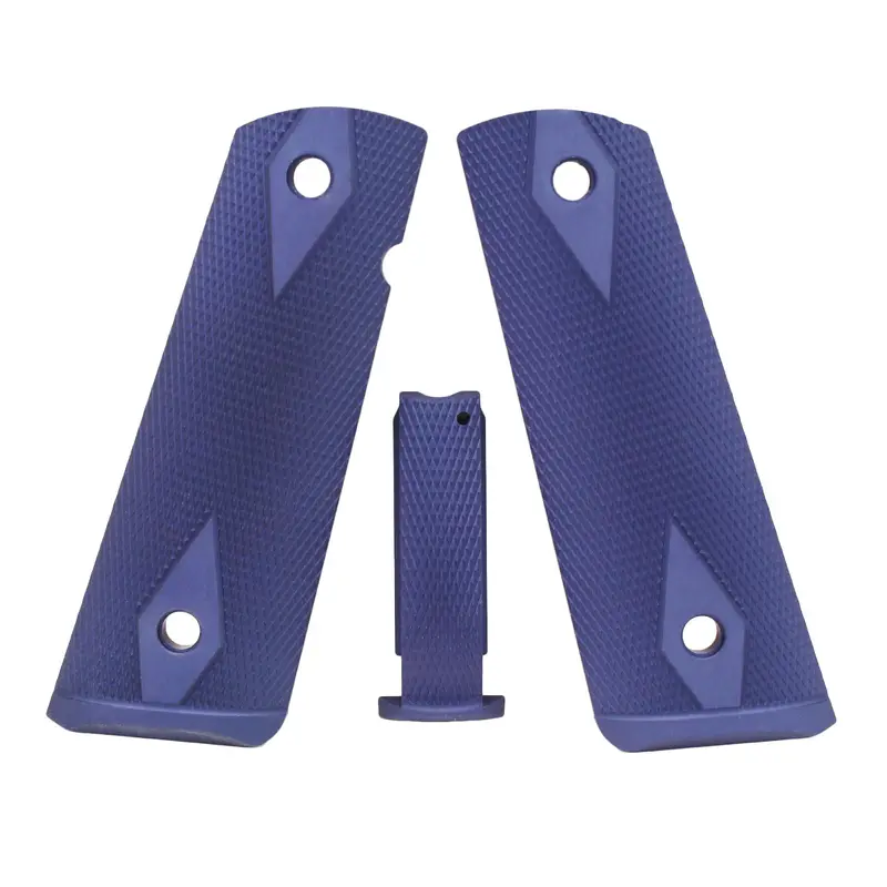 Colt 1911 Government Magwell Grip Kit – G-10 Checkered Arched Housing In G-Mascus Green 1
