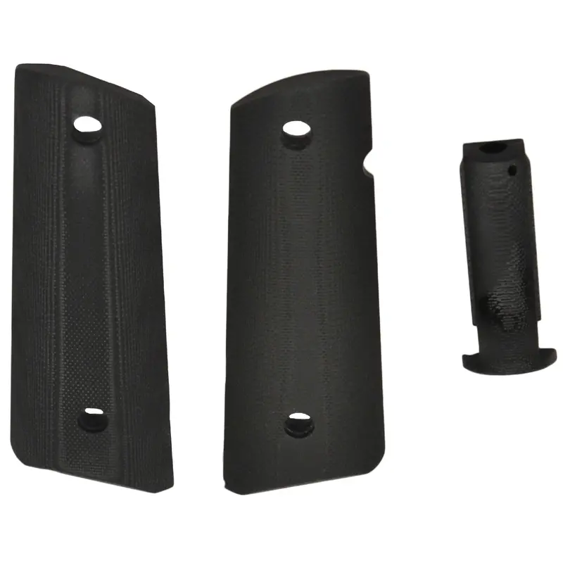 Colt 1911 Government Magwell Grip Kit – Solid Black G-10 Arched Mainspring Housing 1