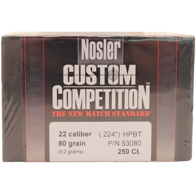 Custom .22 Caliber Competition Rounds – 80-Grain Hpbt (250-Round Box) 1