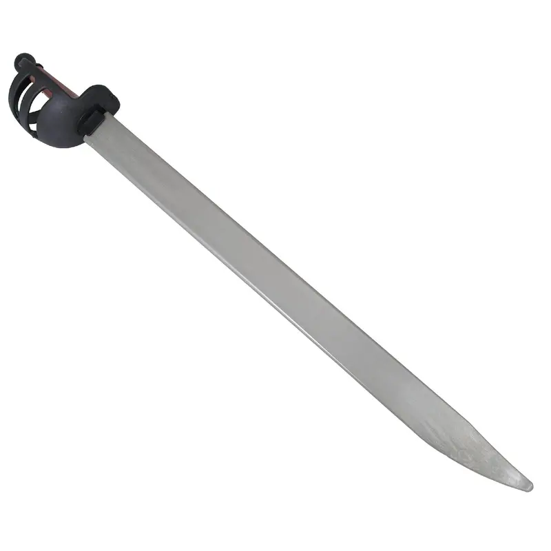 Cutlass-Style Fixed Blade With Silver Finish And Brown Ergonomic Grip 1