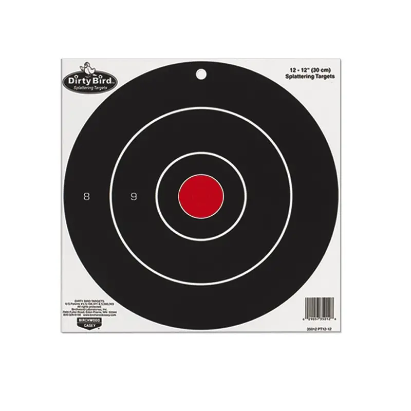 Dirty Bird 12-Inch Splatter Target — Bullseye Design, Self-Healing Paper, Pack Of 100 1