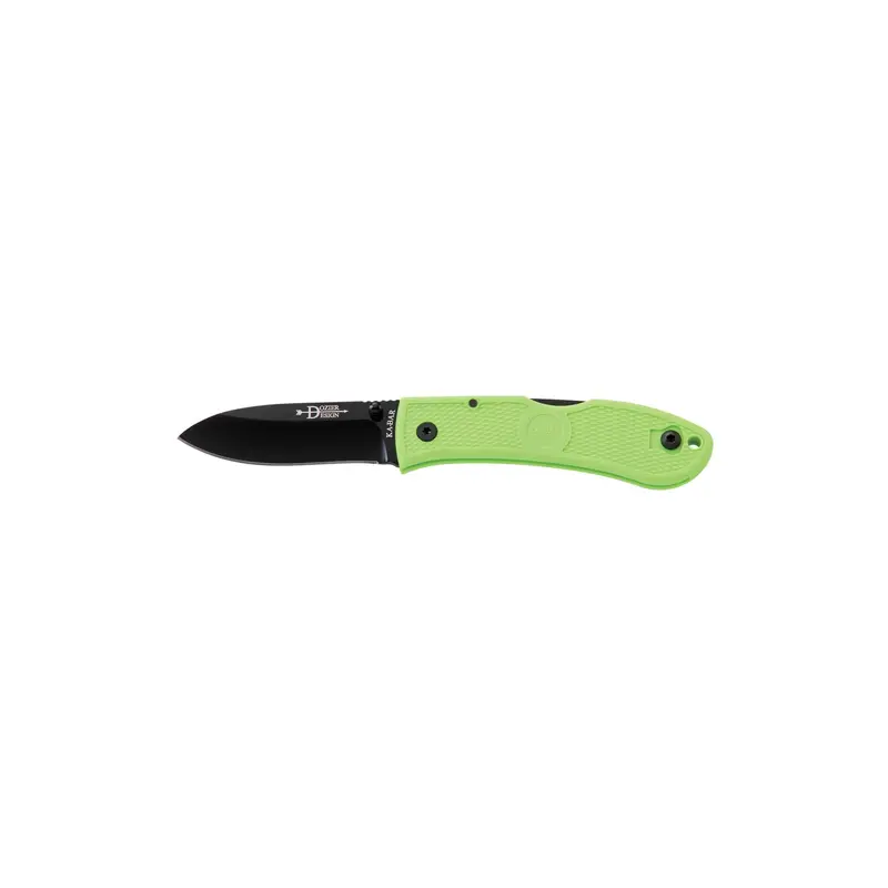 Dozier Folding Hunter Knife – Zombie Green Handle, Black Clip, Straight Edge 1