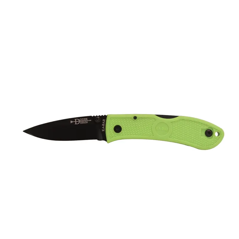 Dozier Mini Folding Knife – Zombie Green Handle, Black Clip, Straight Edge 1