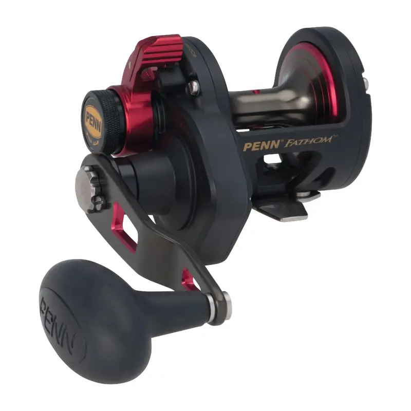Fathom Lever Drag Conventional Fishing Reel – 15 Size, 5.3:1 Gear Ratio, 27" Per Crank, 20 Lb Max Drag, Right-Hand Retrieve 1