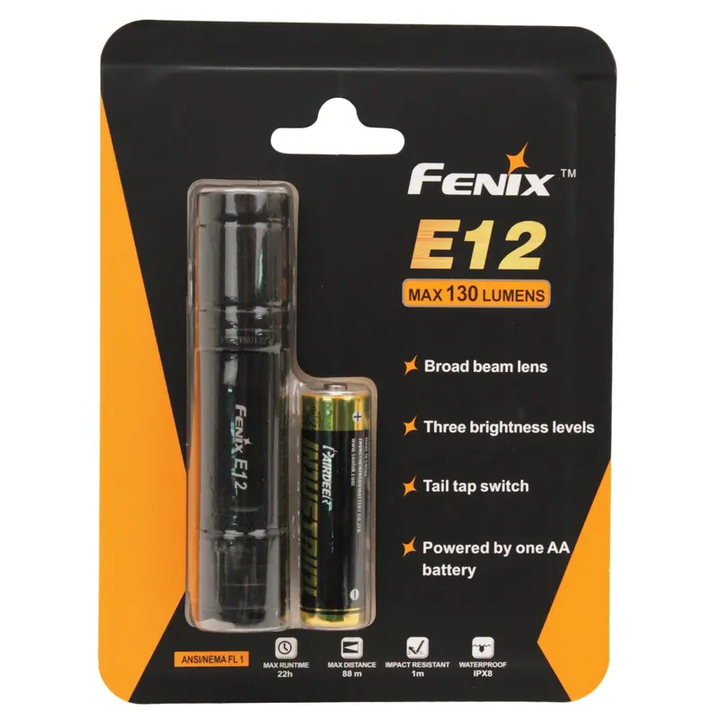 Fenix E-Series Aa Flashlight – 130 Lumens, Tactical Black 1