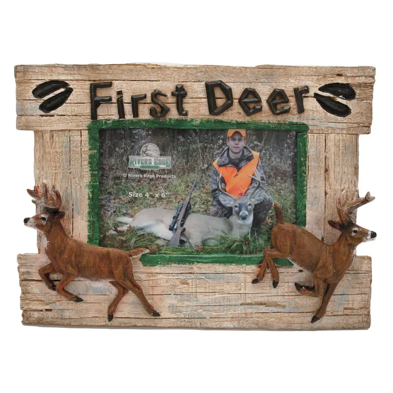 First Deer Commemorative Photo Frame – Rustic Wooden Display 1